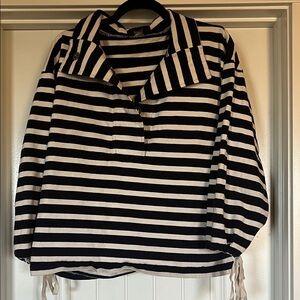 J. Crew Black and White Striped Long Sleeve Top